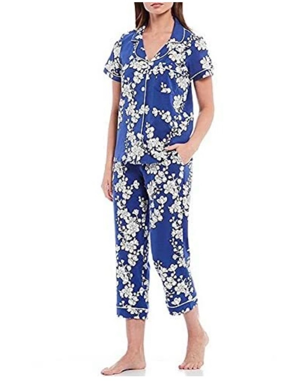 BedHead Royal Blue Floral Short Sleeve Pajama Set
